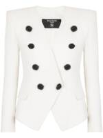 Balmain Blazer aus Krepp mit Blumenapplikation - Weiß