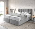 Boxspringbett Dream-Fine 160x200 cm Mikrofaser Grau mit TFK Matratze und Visco Topper