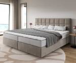 Boxspringbett Dream-Fine Mikrofaser Beige 200x200 cm mit Taschenfederkernmatratze und Topper Visco