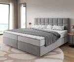 Boxspringbett Dream-Fine Mikrofaser Grau 200x200 cm mit Taschenfederkernmatratze und Topper Visco