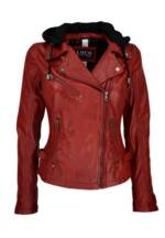 COCO Black Label since1986 Lederjacke Damen Lederjacke Angel im Biker Style mit Reverkragen und abnehmbarer Kapuze