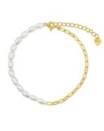 DANIEL CLIFFORD Perlenarmband 'Nicole' Damen Armband Silber 925 vergoldet Süßwasserzuchtperlen (inkl. Schmuckbox), größenverstellbares Glieder-Armband Perlen Sterlingsilber