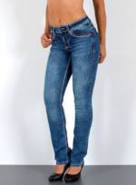 ESRA Straight-Jeans G1200 High Waist Straight Fit Jeans Damen mit dicker Naht, bis Übergröße / Plussize Größe, Damen Straight Leg Jeans mit Kontrastnähten Hochbund, Gerade Schnitt Jeans Damen mit roter Naht Große Größen, Damen Jeans, Jeans Damen, Damen Jeanshose Straight, Gerade Schnitt Jeans Damen, Jeans Damen High Waist Damen Jeans, Straight Fit Jeans Hose