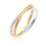 Elli Ringe - Ring Wickelring Bi-Color Zeitlos 585 Gelbgold Weiß - Gr. 52 MM - in Gold - für Damen