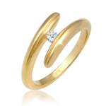 Elli Ringe - Ring Wickelring Diamant 0.06 ct. 375 Gelbgold - Gr. 52 MM - in Weiß - für Damen