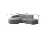 Fun Möbel Ecksofa Ecksofa Designersofa PALMA XS mit Ottomane in Stoff Ascot, Rundumbezug