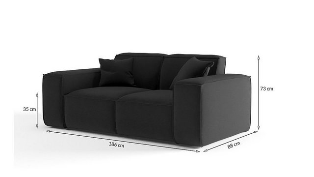 Fun Möbel Sofa Sofa Designersofa CELES 2-Sitzer in Stoff Opera Velvet und Scala