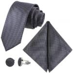 GASSANI Krawatte Hochzeitskrawatte Tuch Festlich Schmal, Karo Herren-Schlips Business (Set, 3-St., Krawattenset, mit Einstecktuch, Manschettenknöpfe) Kariert, Gepunktet, Punkte, Dots, Tupfen, Grid Struktur, Seide-Touch