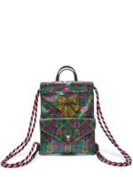 Gucci Pre-Owned Brocade Animalier Rucksack mit Kordelzug - Grün