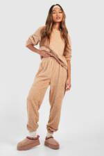 Hers Langärmliges Teddy Loungewear-Set - Camel - 34, Camel