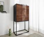 Highboard Vaag 80x150 cm Sheesham Natur Mango Schwarz Metall Schwarz 2 Türen