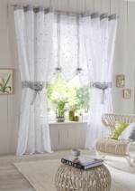 Home affaire Gardine "Jaca", (2 St.), transparent, 2-er Set, bestickt, Voile, inkl. Raffhalter