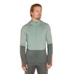 Icebreaker Men Merino 200 Sonebula LS Half Zip Hoodie Herren (Grün M) Skiunterwäsche