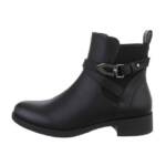 Ital-Design Damen Elegant Stiefelette (84648432) Blockabsatz Flache Stiefeletten in Schwarz