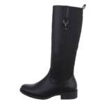 Ital-Design Damen Freizeit Stiefel (81809918) Blockabsatz Flache Stiefel in Schwarz