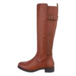 Ital-Design Damen Freizeit Stiefel (85080923) Blockabsatz Flache Stiefel in Camel