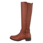 Ital-Design Damen Freizeit Stiefel (85081061) Blockabsatz Flache Stiefel in Camel