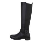 Ital-Design Damen Freizeit Stiefel (85081067) Blockabsatz Flache Stiefel in Schwarz