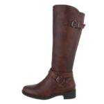 Ital-Design Damen Freizeit Stiefel (85757797) Blockabsatz Flache Stiefel in Braun