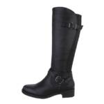 Ital-Design Damen Freizeit Stiefel (85757806) Blockabsatz Flache Stiefel in Schwarz