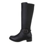 Ital-Design Damen Freizeit Stiefel (85757814) Blockabsatz Flache Stiefel in Schwarz