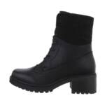 Ital-Design Damen Schnürschuhe Freizeit Schnürstiefelette (84906809) Blockabsatz Schnürstiefeletten in Schwarz