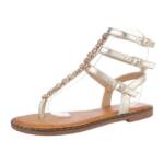 Ital-Design Damen Zehentrenner Freizeit Zehentrenner (86527149) Blockabsatz Riemchensandalen in Gold