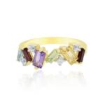 J Classics Silberring Multicolor Edelstein Ring aus vergoldetem Silber, 1,19 ct (1-tlg)