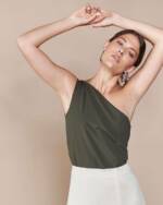 JAN | N JUNE Colon veganes One Shoulder Top Olive XS