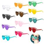 JUBOUEL Sonnenbrille Sonnenbrille Herzförmige Farben Partybrille für Damen 12 Stück (schwarz und grau, rot, durchscheinend weiß, lila, blau, blau-grün, seeblau, orange, grün, hellrosa, gelb und rosa, Widersteht UV-Strahlen und schützt die Augen, Trinity Design) perfekt für Fotoshootings und Stylings party usw.