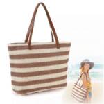 JUBOUEL Strandtasche Damen-Strohstrandtasche Stroh Strandtasche Große Damen Meer Tasche (mit Reißverschluss Lässige Umhängetasche Sommer Strand Handtasche, 1-tlg., mit Viel Platz Geflochten Stilvoll Praktisch Design), Korbtasche Schultertasche Einkaufstasche für Reise Urlaub Freizeit