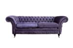 JVmoebel 3-Sitzer Lila Cheserfield Samt Sofa 3 Sitzer Designer Couch Polster, 1 Teile, Made in Europa