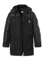 KARL LAGERFELD Herren Parka schwarz Mikrofaser