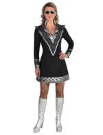 Kleid Disco kurz schwarz/silber XL