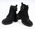 LaMarta boots damen schwarz, stiefel damen Black, winterschuhe damen mit absatz Schnürstiefel