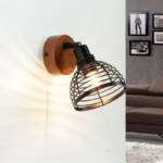 Licht-erlebnisse - Verstellbarer Spot Strahler Holz Metall Retro Design E14 Wandlampe