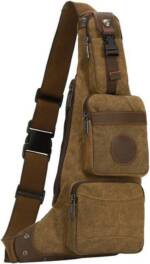 LuxusKollektion Fahrradrucksack Herren Canvas Crossbag Rucksack Sling Bag Braun 30x9x42cm