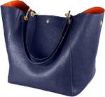 LuxusKollektion Shopper Damen Henkeltasche Leder groß Blau Schultertasche 13 Zoll Shopper