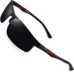 LuxusKollektion Sonnenbrille Herren Polarisierte Sportbrille Al-Mg Metall Rechteckig Schwarz 63mm