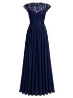 MASHANG Abendkleid Damen Ballkleid Maxi Lang Abendkleider Elegant für Hochzeit Spitzen A-Linien-Kleid festlich V-Ausschnitt Cocktailkleid Lange Chiffon