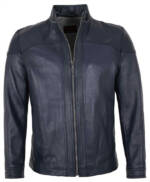 Maddox - Herren Echtleder Lederjacke Biker Lammnappa Marine ... 52