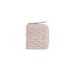 Miu Miu Portemonnaies - Cipria Lamb Leather Zip Wallet - Gr. unisize - in Beige - für Damen