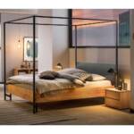 Modernes Himmelbett im Industry und Loft Stil 200 cm hoch