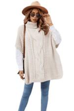 Nebelmeer Strickpullover Rollkragen Poncho Damen Strickpullover Damen Lockerer Rundhals Pullover Damen Modischer Pullover