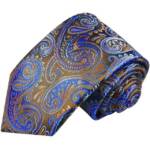 Paul Malone Krawatte Herren Seidenkrawatte Designer Schlips paisley brokat 100% Seide Schmal (6cm), blau braun 2062