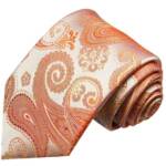 Paul Malone Krawatte Herren Seidenkrawatte Schlips elegant paisley brokat 100% Seide Schmal (6cm), koralle 871