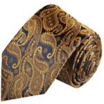 Paul Malone Krawatte Herren Seidenkrawatte Schlips modern paisley brokat 100% Seide Breit (8cm), braun 512