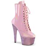 Pleaser BEJEWELED-1020-7 Pleaser Damen Plateaustiefeletten babypink Holo Lack High-Heel-Stiefel