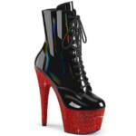 Pleaser BEJEWELED-1020-7 Pleaser Damen Plateaustiefeletten schwarz Holo Lack r High-Heel-Stiefel