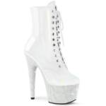 Pleaser BEJEWELED-1020-7 Pleaser Damen Plateaustiefeletten weiß Holo Lack Stra High-Heel-Stiefel